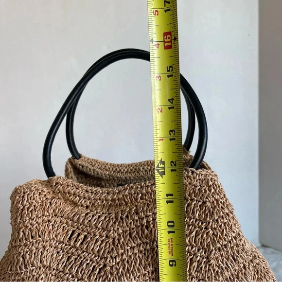 Handbag Straw Woven Tote with Leather Straps - Picture 11 of 15